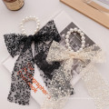 Korean Hair Tie Bow Lace Pearl Bow Knot Elastic Band Ring Cute Girl Ponytail Head Rope Rubber Female Fashion Accessories